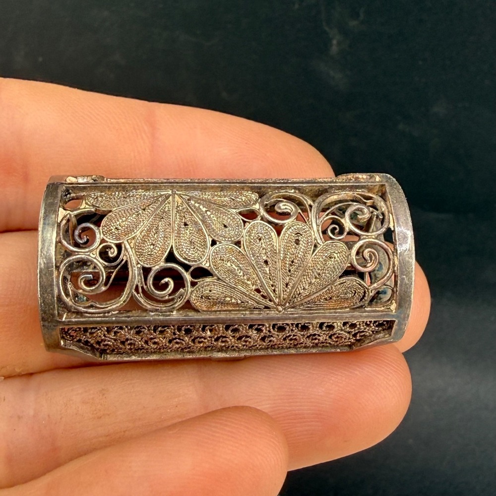 Vintage Sterling Silver Brooch Vinaigrette Japanese Export